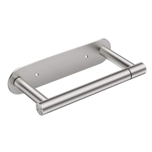 Bathroom Double Post Pivoting Toilet Paper Holder Adhesive or Wall Mounted Options Wall Mounted Stainless Steel