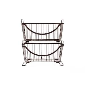 Ashley 12.625 in. W x 6.375 in. D x 7.625 in. H Small Stacking Basket in Bronze