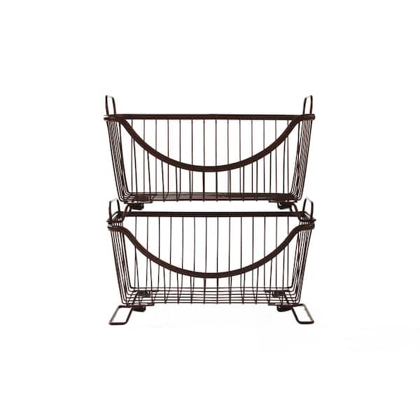 Spectrum Ashley 12.625 in. W x 6.375 in. D x 7.625 in. H Small Stacking Basket in Bronze