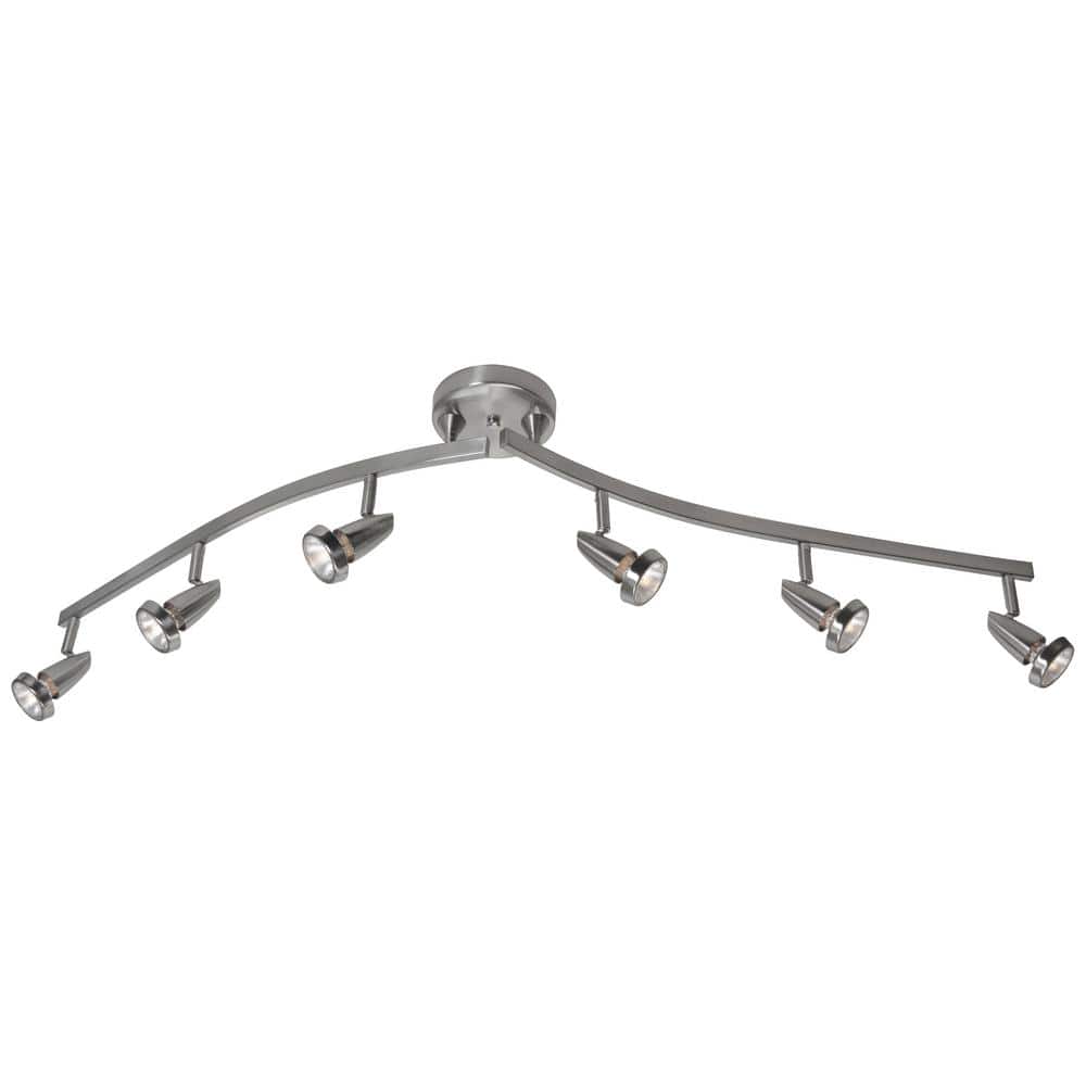 Mirage 6-Light 49 in. LED Brushed Steel Semi-Flush Rail Ceiling Light