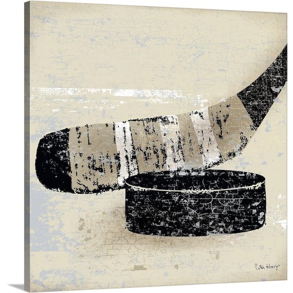 GreatBigCanvas "Vintage Hockey Stick and Puck" by Peter Horjus Canvas Wall Art