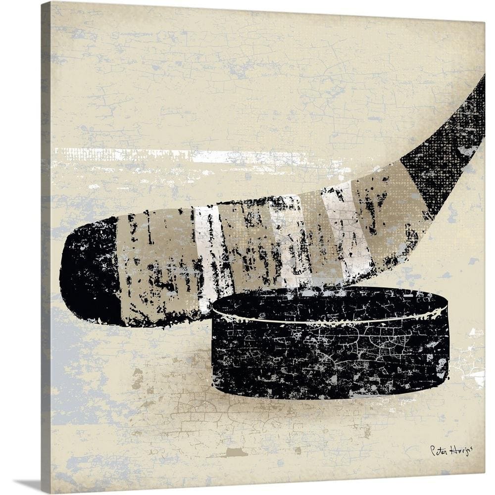 wall26 Canvas Print Wall Art Vintage Hockey Stick & Puck with American Flag  Sports Athletes Photography Modern Art Contemporary Scenic Urban