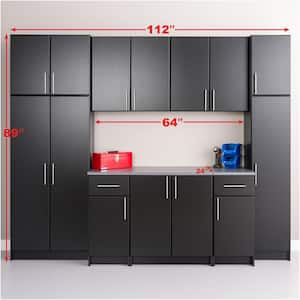 Elite 9-Piece Composite Garage Storage System in Black (112 in. W x 89 in. H x 24 in. D)