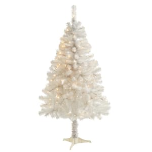 4 ft. Pre-Lit White Artificial Christmas Tree with 100 Clear LED Lights