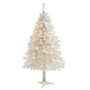 5 ft. Pre-Lit White Artificial Christmas Tree with 150 Clear LED Lights