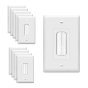 1-Gang Midsize Decorator Rocker Brush Pass Through Plastic Wall Plate with Mounting Brackets, White (10-Pack)