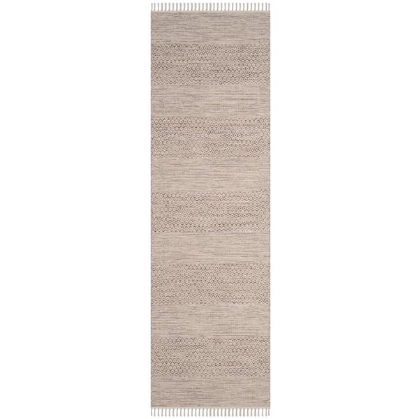 Montauk Ivory/Steel Gray 2 ft. x 18 ft. Striped Diamonds Runner Rug