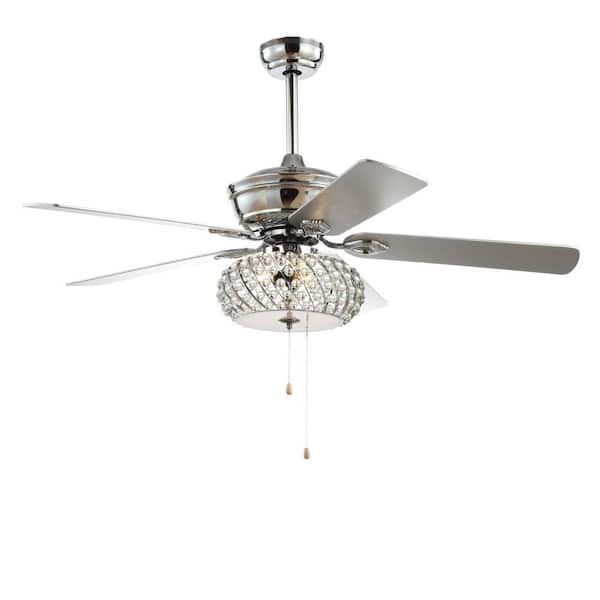Jonathan Y Crista 52 In Chrome 3 Light Metal Wood Led Ceiling Fan With Jyl9600a The Home Depot Jonathan Y Crista 52 In Chrome 3 Light, Clear Crystal Ball Chrome Universal Ceiling Fan Light Kit