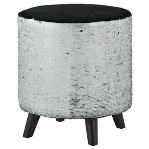 16 in. Black Wood Contemporary Stool