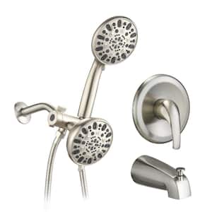 Single-Handle 5-Spray Round Shower Faucet with Handheld Shower in Brushed Nickel (Valve Included)