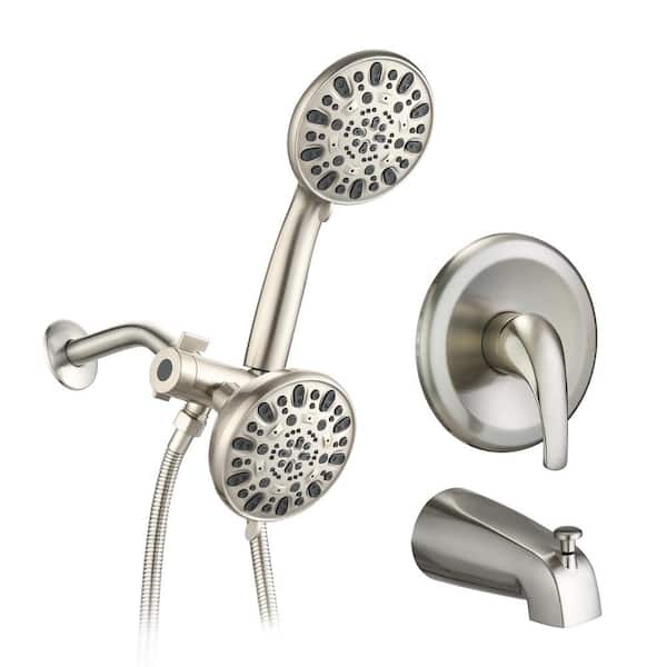 YASINU Single-Handle 5-Spray Round Shower Faucet with Handheld Shower in Brushed Nickel (Valve Included)