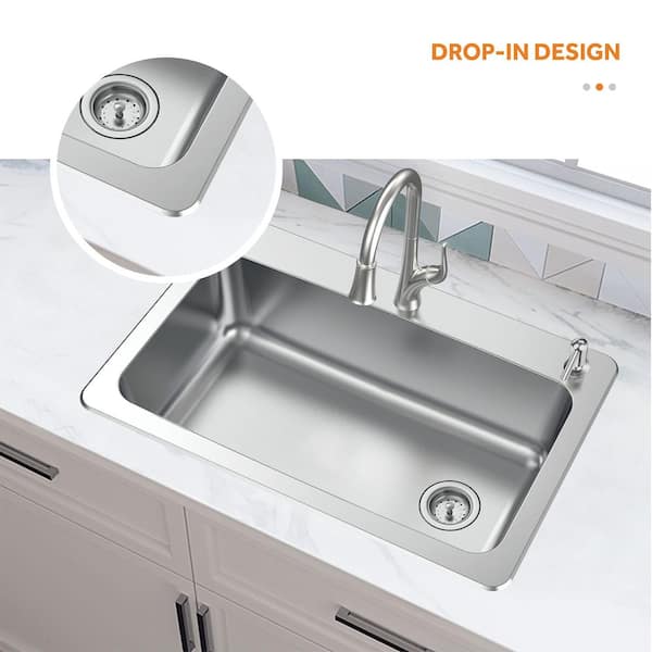 1.0 Single Bowl Square Stainless Steel Kitchen Laundry Sink W Plumbing Waste New 