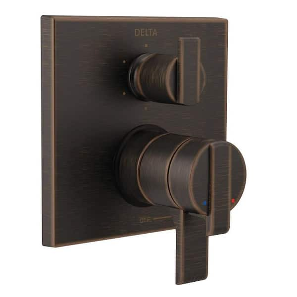 Delta Ara Modern 2-Handle Wall-Mount Valve Trim Kit with 6-Setting Integrated Diverter in Venetian Bronze (Valve Not Included)