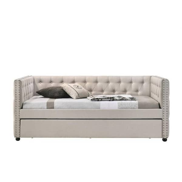 Donason Beige Twin Size Daybed & Trundle, Fabric