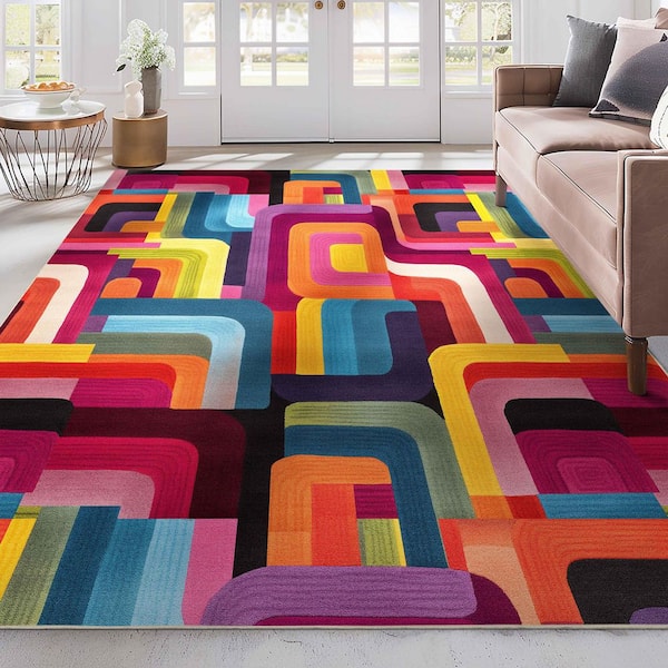 Apollo Whispers Modern Abstract, 9 ft. 10 in. x 13 ft. in., Multi Area Rug
