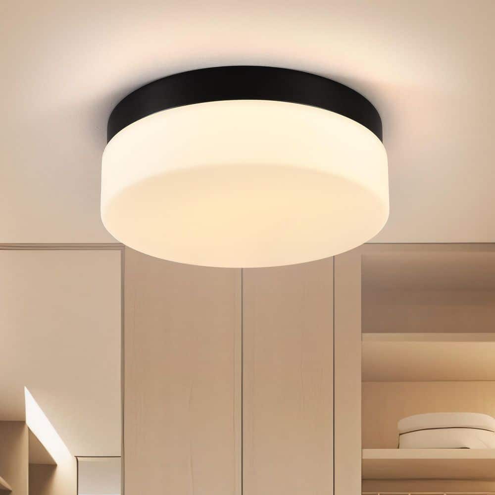 11.4 in. Round Modern Matte Black Integrated LED Flush Mount Ceiling Light 5-CCT Color Selectable 1-Pack price history on PriceWatchPro