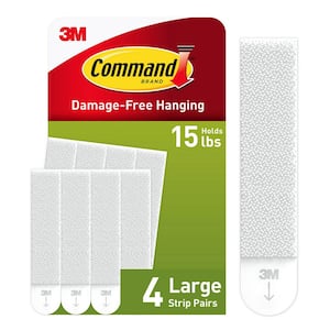 Large Picture Hanging Strips, White, Damage Free Hanging, 4 Pairs