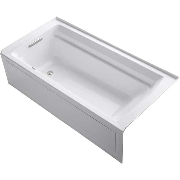 KOHLER Archer 72 in. Left-Hand Drain Rectangular Apron Front Air Bath Bathtub with Bask Heated Surface in White