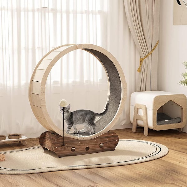 WIAWG 37.4 in. Dia Cat Exercise Wheel Treadmill Indoor, Cat Running Wheel, One Fast Cat Wheel Exerciser, Pet Walker Toys