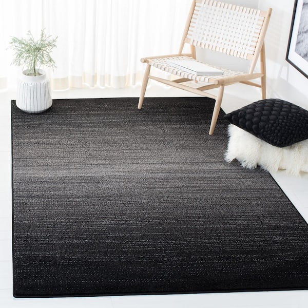 Adirondack 4 ft. x 6 ft. Black/Gray Solid Color Area Rug