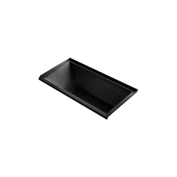 KOHLER Underscore 60 in. Rectangular Drop-in VibrAcoustic Bathtub with Bask Heated Surface in Black