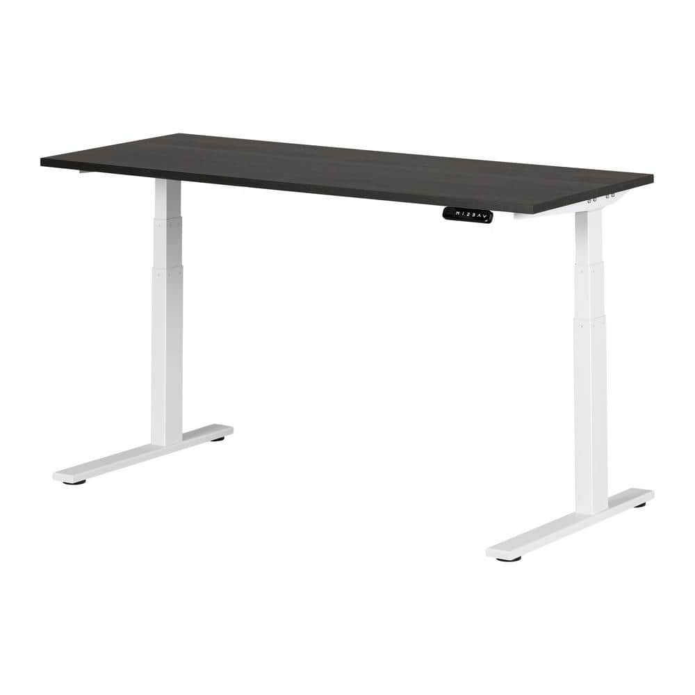 Ezra Adjustable Height Standing Desk, 59.5 in. Rectangular Gray Oak and White Melamine Desk 59.5 in. Adjustable -  South Shore, 14583