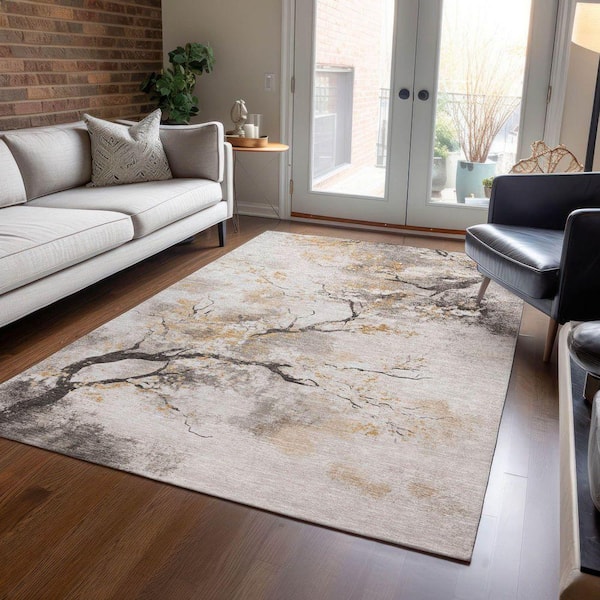 Chantille Machine Washable Indoor/Outdoor Abstract ACN1804 Putty 10 ft. x 14 ft. Area Rug