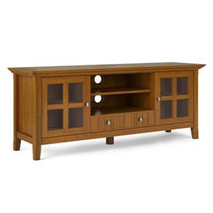 Acadian Solid Wood 60 in. Wide Transitional TV Media Stand in Light Golden Brown for TVs up to 65 in.