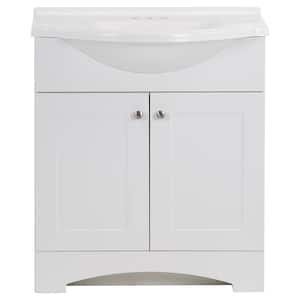 Del 30 in. W x 19 in. D x 36 in. H Single Sink Freestanding Bath Vanity in White with White Cultured Marble Top