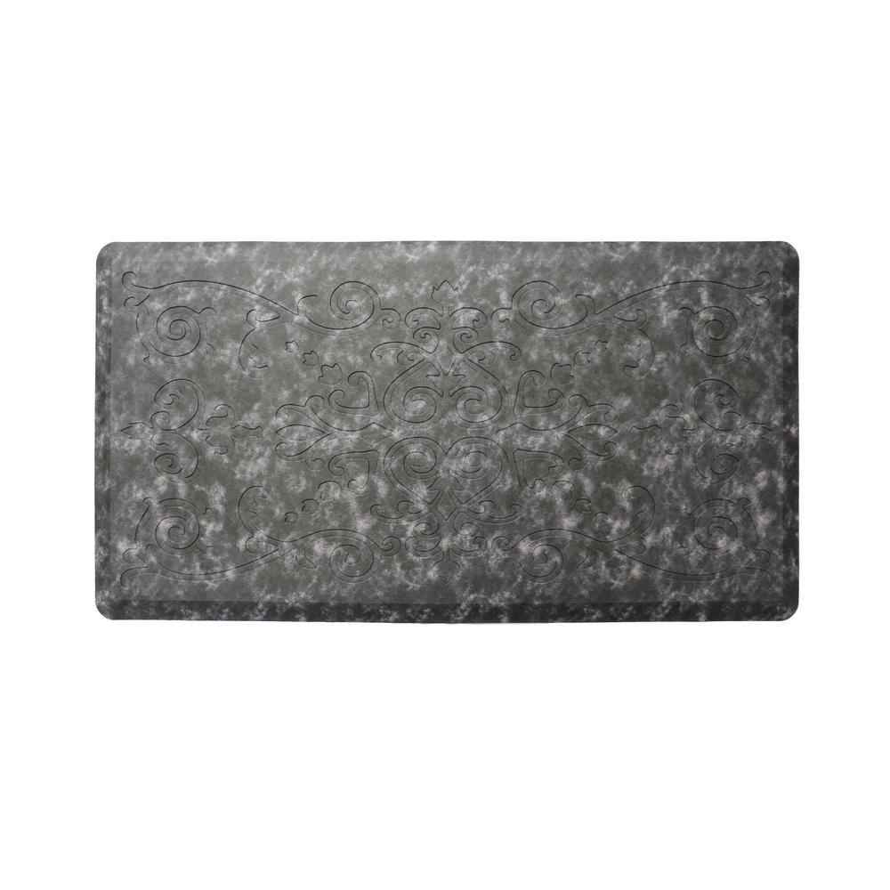 Gray Medallion Embossed Anti-Fatigue Cushioned Floor Mat