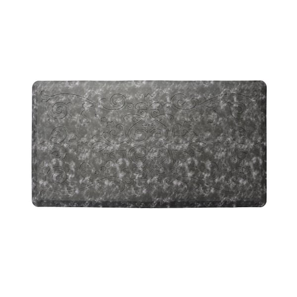 J&V TEXTILES Cloud Comfort Gray 17 in. x 28 in. Medallion Anti-Fatigue Mat
