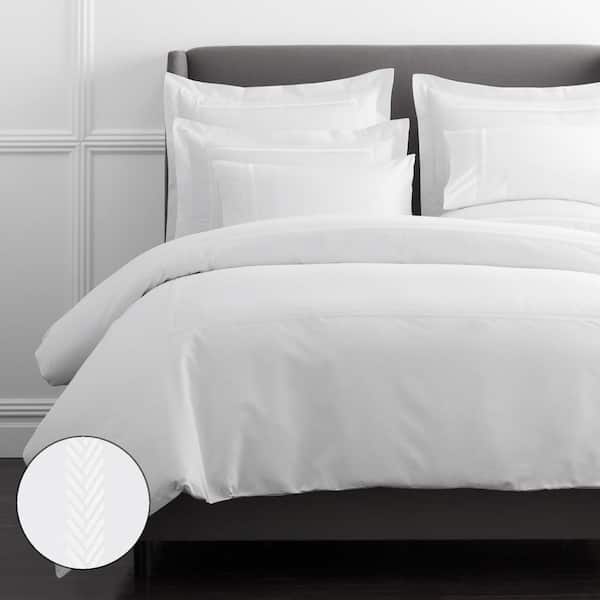 Legends Hewett White Embroidered 600-Thread Count Egyptian Cotton Sateen King Duvet Cover