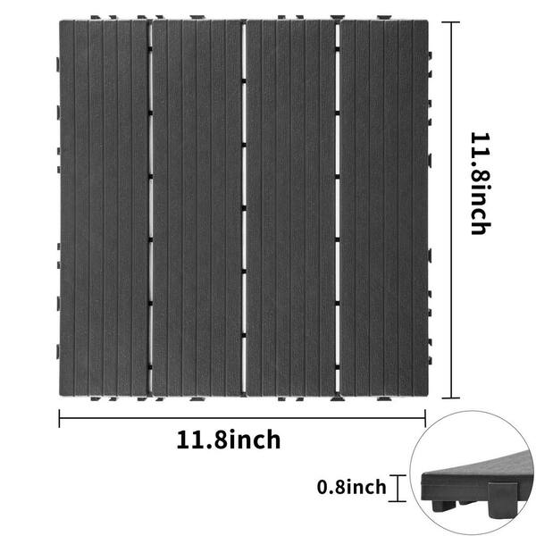 Tidoin Outdoor 1 ft. x 1 ft. Composite Interlocking Tile Deck Tile in Light Gray(44 Per Box)