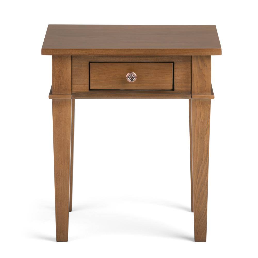 Carlton Medium Saddle Brown Solid Wood End Table with Storage