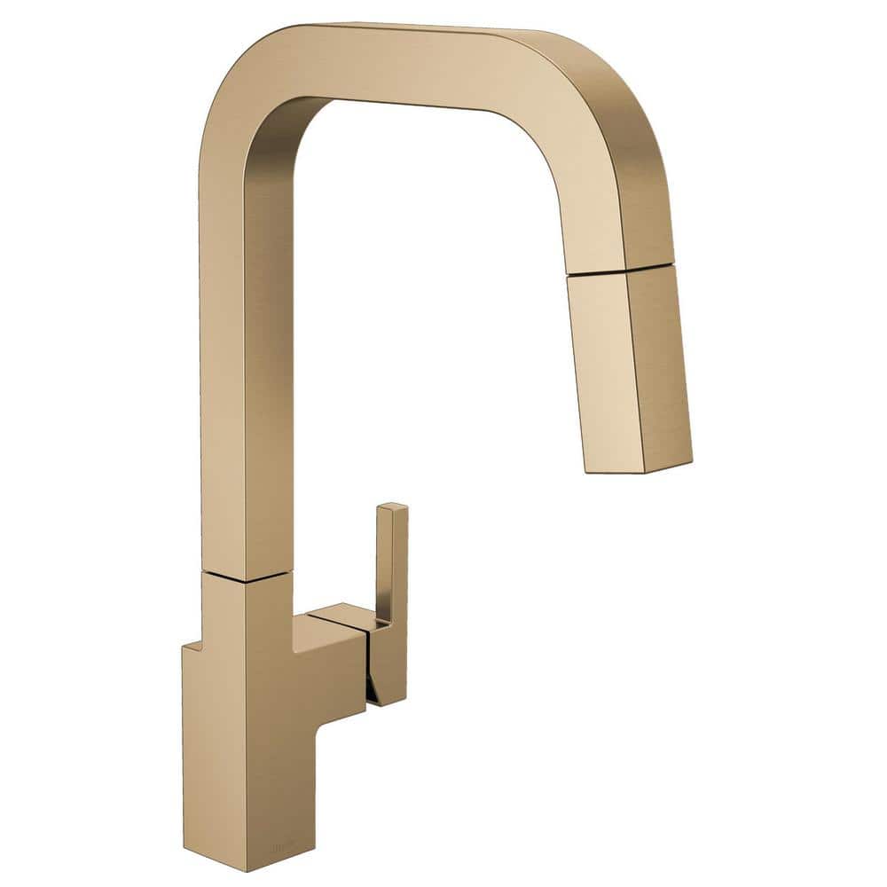 Champagne Bronze Single Handle Pull Down Kitchen Faucet