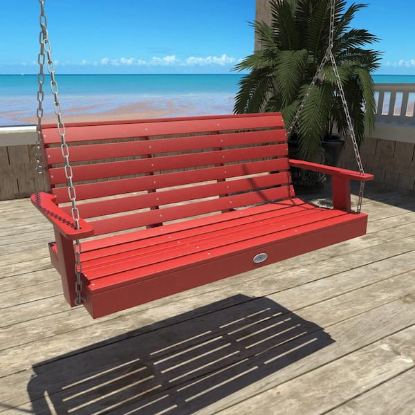 Highwood Riverside 5ft. 2-Person Boathouse Red Recycled Plastic Porch Swing
