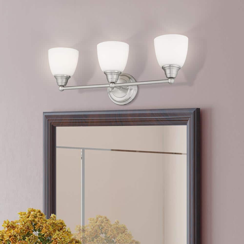Somerville 23" Brushed Nickel 3-Light Vanity with Satin Opal White Glass