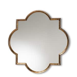 Tiana 40 in. x 40 in. Vintage Round Framed Bronze and Gold Accent Wall Mirror