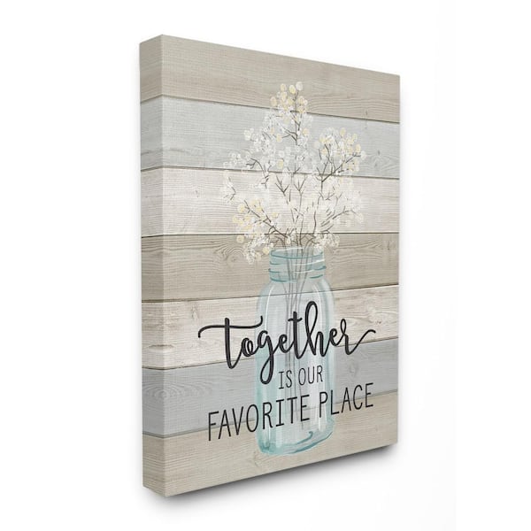 Stupell Industries 24 in. x 30 in. "Together is Our Favorite Place" by Lettered and Lined Printed Canvas Wall Art