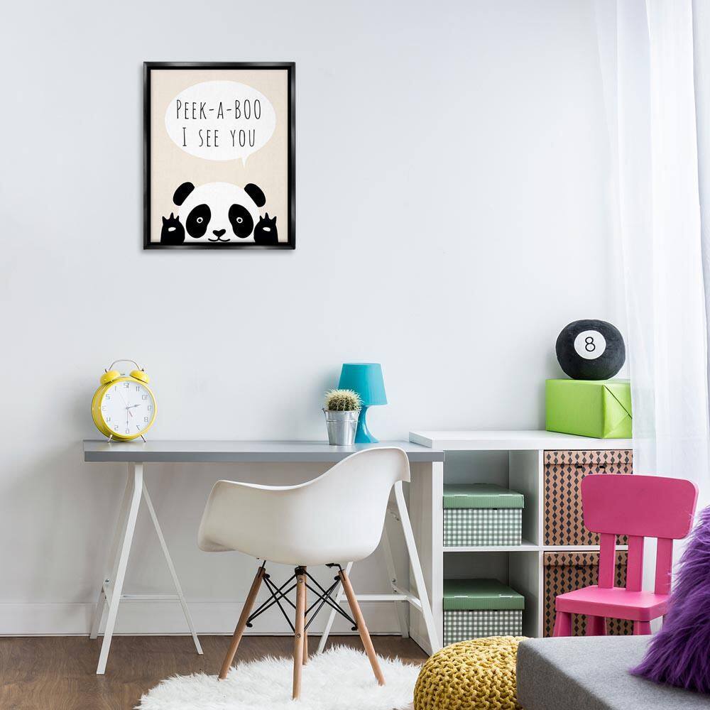 Peek-a-Boo Panda Bear by Chen Alyesh Black Floater Frame Typography Graphic Art Print 21 in. x 17 in. price history on PriceWatchPro