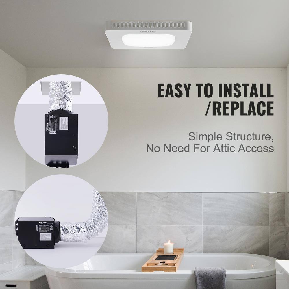 White LED Bathroom Ceiling Exhaust Fan with Galvanized Steel Housing