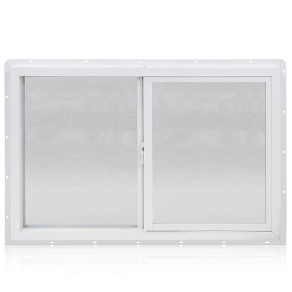 TAFCO WINDOWS 48 in. x 36 in. White Left-Hand Double-Pane Insulated Glass Vinyl Sliding Window with Screen