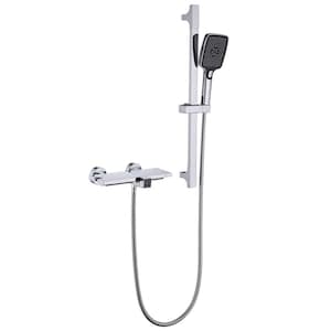 Single-Handle Wall-Mount Roman Tub Faucet with Hand Shower Brass Waterfall Tub Fillers in Polished Chrome