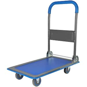 Upgraded Foldable Push Cart Dolly, Moving Platform Hand Truck, Heavy Duty Flat Bed Wagon, 330 lbs. Capacity, Blue