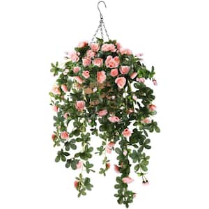 52 in. Green Artificial Rose with Hanging Basket