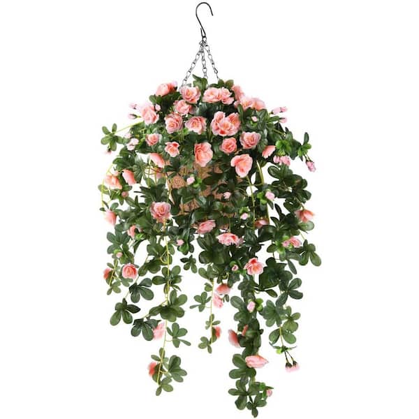 Cubilan 52 in. Green Artificial Rose with Hanging Basket
