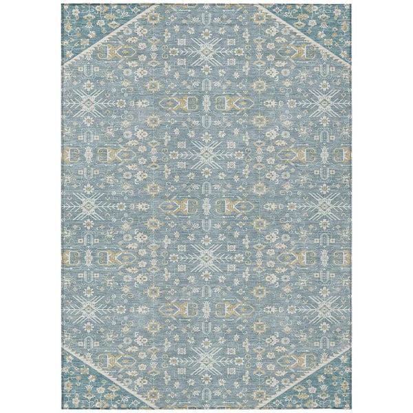 Chantille Machine Washable Indoor/Outdoor Abstract ACN3050 Teal 10 ft. x 14 ft. Area Rug