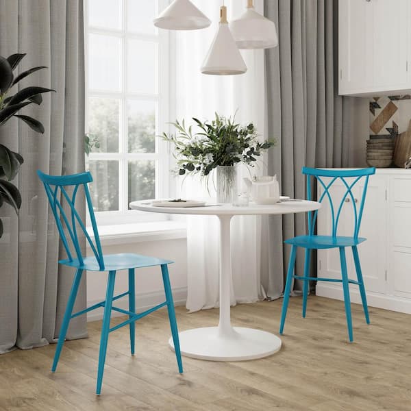 Lifestyle Solutions Aqua Blue Solutions Ariel 32.7 in. Metal Dining Chair (Set of 2)