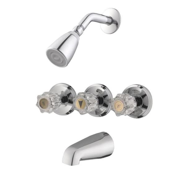 Design House Millbridge 3-Handle 1-Spray Tub and Shower Faucet in Polished Chrome (Valve Included)