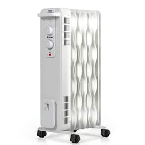 1500W Oil-Filled Heater Portable Radiator Radiant Space Heater with Adjustable Thermostat & 3 Heating Options & Wheels
